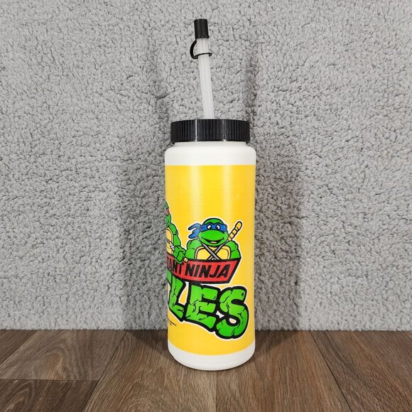 Vintage 1988 Teenage Mutant Ninja Turtles TMNT Water Sport Bottle With Straw USA - Picture 5 of 10